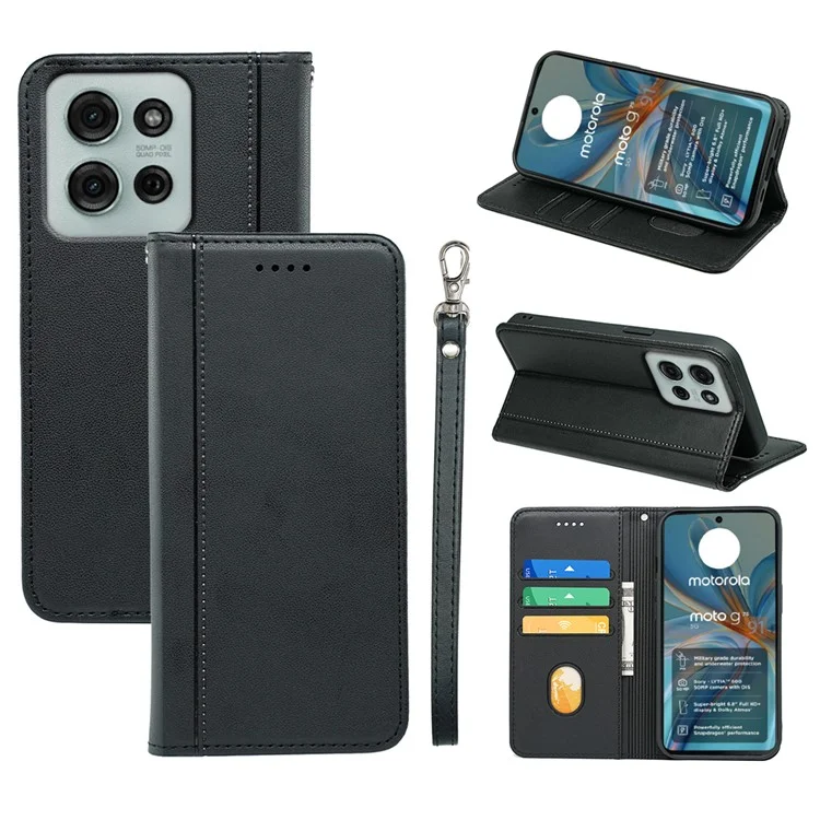 Funda de cartera para Motorola Moto G75 5G HX01, cierre magnético de piel sintética, color negro.