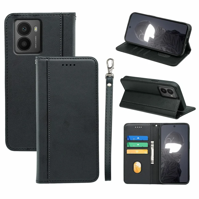 HX01 For HMD Fusion 5G Wallet Case Magnetic Closing PU Leather Phone Cover - Black