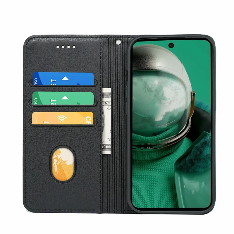 HX01 For HMD Pulse Pro Wallet Case Magnetic Closing PU Leather Phone Cover - Black
