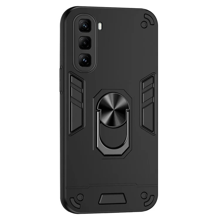 Funda para Infinix Hot 50 Pro 4G, de PC+TPU, con anillo y soporte, resistente a caídas - Negro