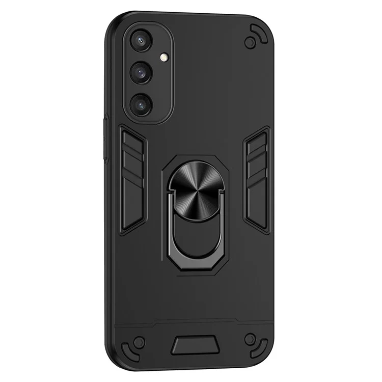 Funda para Samsung Galaxy S25 de PC+TPU con protección contra caídas y soporte con anillo - Negro