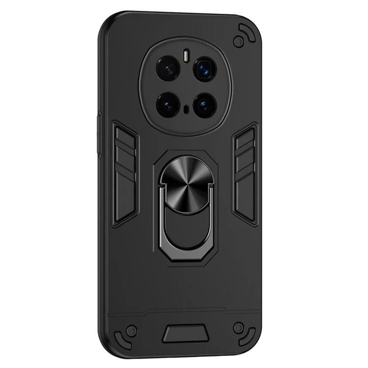 Funda para teléfono móvil Honor Magic7 Pro 5G de PC+TPU con anillo y soporte, protección contra golpes - Negro