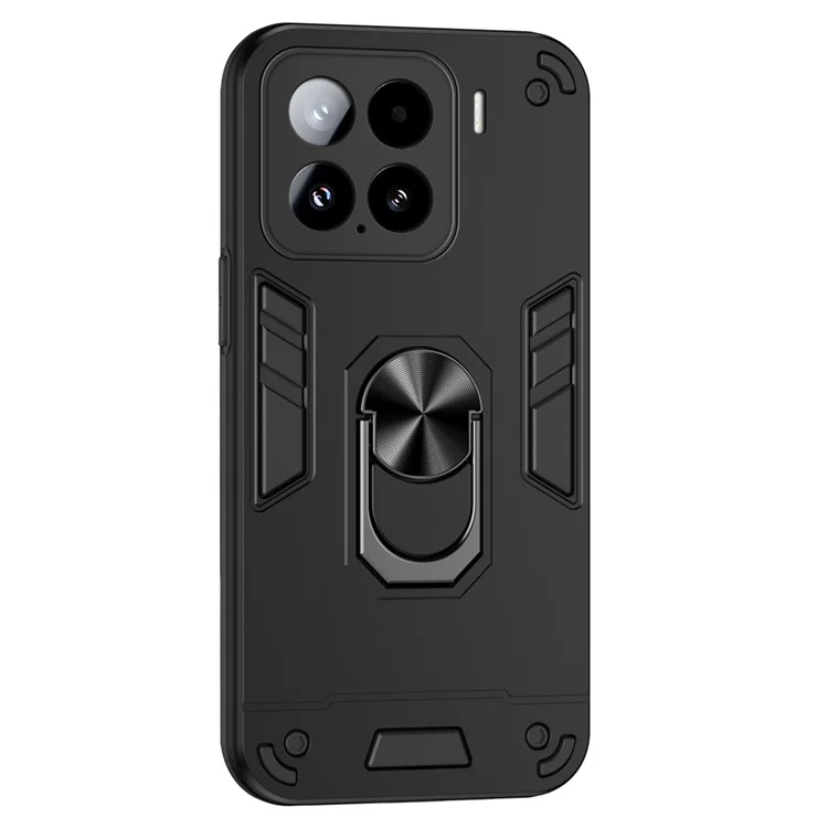 Funda para Xiaomi 15 de PC + TPU con anillo y soporte - Negro