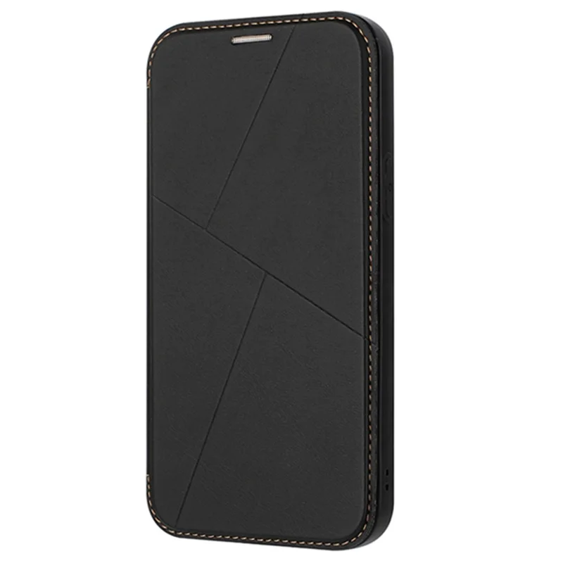 For iPhone 15 Case Magnetic Closure Card Slot Leather Flip Phone Cover - Black