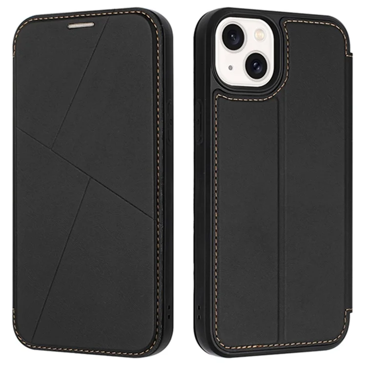 Custodia per iPhone 13 con chiusura magnetica, slot per schede e cover in pelle - Nero