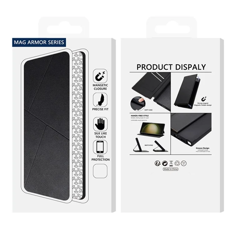 Custodia per iPhone 13 con chiusura magnetica, slot per schede e cover in pelle - Nero