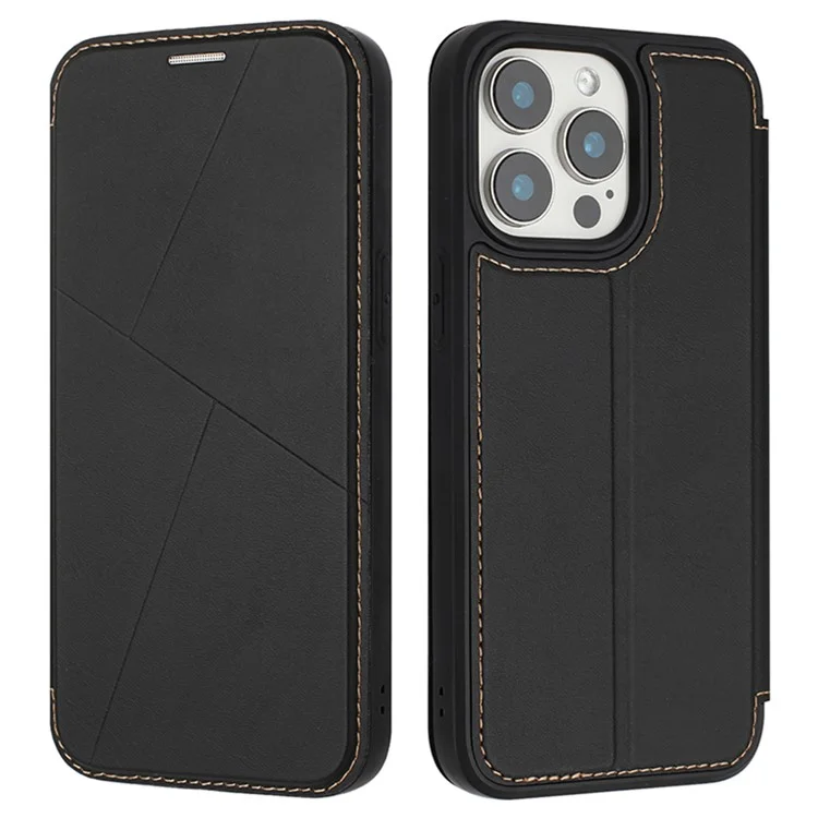 Capa para iPhone 13 Pro Max, fechamento magnético, slot para cartão, capa de telefone de couro com flip - Preto