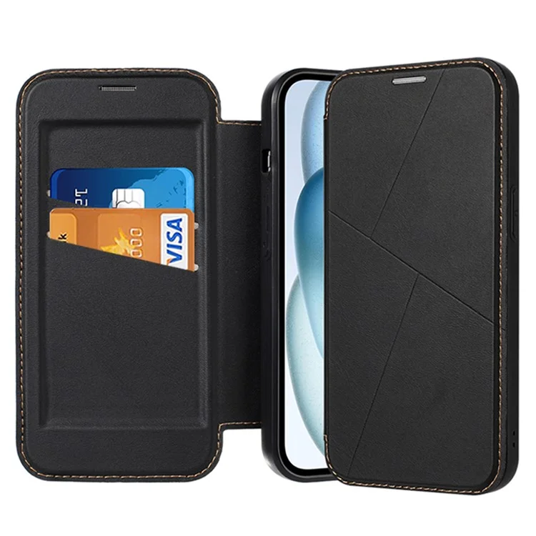 Capa para iPhone 13 Pro Max, fechamento magnético, slot para cartão, capa de telefone de couro com flip - Preto