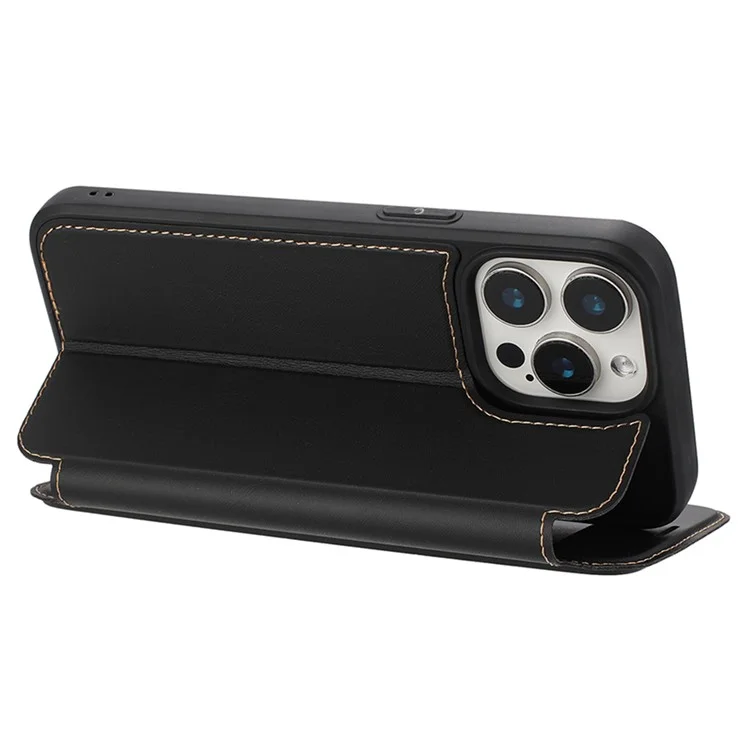 Capa para iPhone 13 Pro Max, fechamento magnético, slot para cartão, capa de telefone de couro com flip - Preto