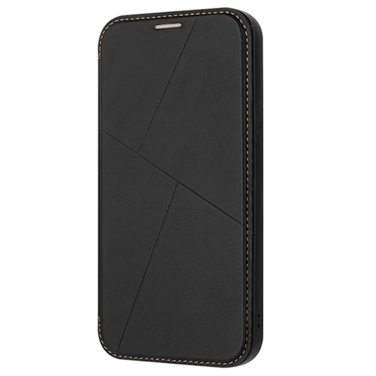 Für iPhone 14 Hülle magnetischer Verschluss Kartensteckplatz Leder Flip Handyhülle - Schwarz