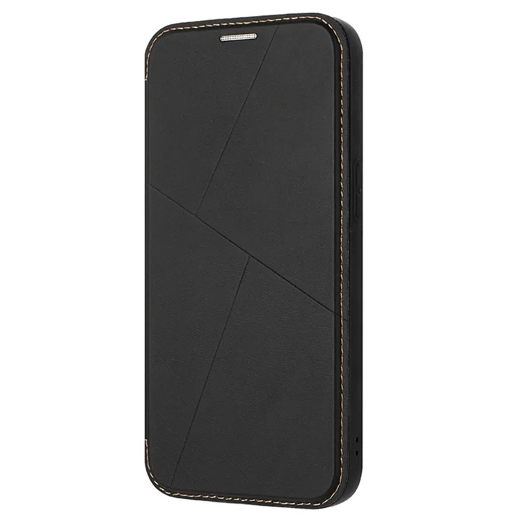 Funda para iPhone 14 Pro con cierre magnético, ranura para tarjetas y tapa de cuero - Negro