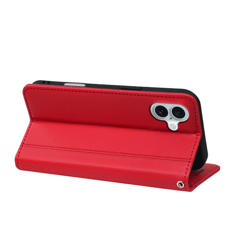 HX01 For iPhone 16 Plus Wallet Case Magnetic Closing PU Leather Phone Cover - Red