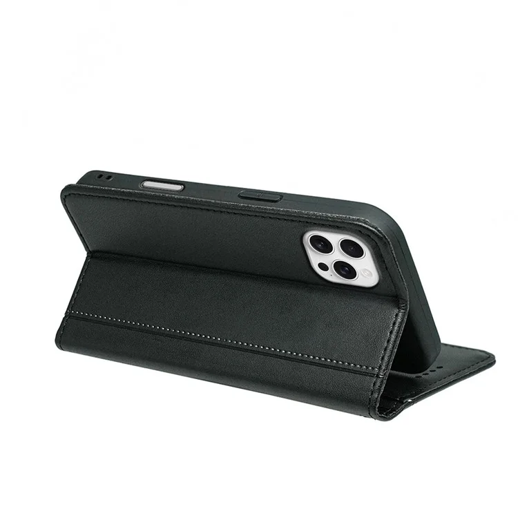 Funda de cartera magnética para iPhone 16 Pro de piel de PU - Negro