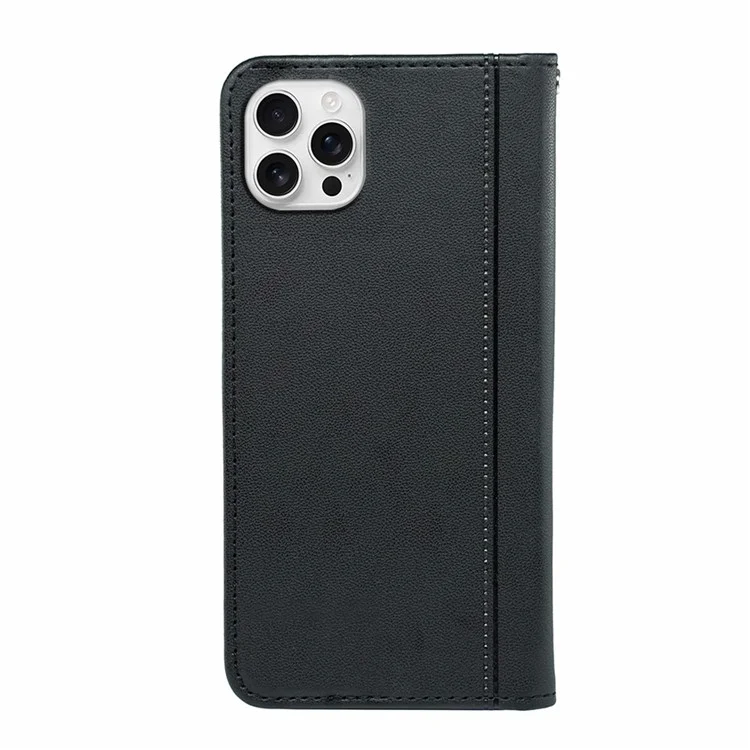 Funda de cartera magnética para iPhone 16 Pro de piel de PU - Negro