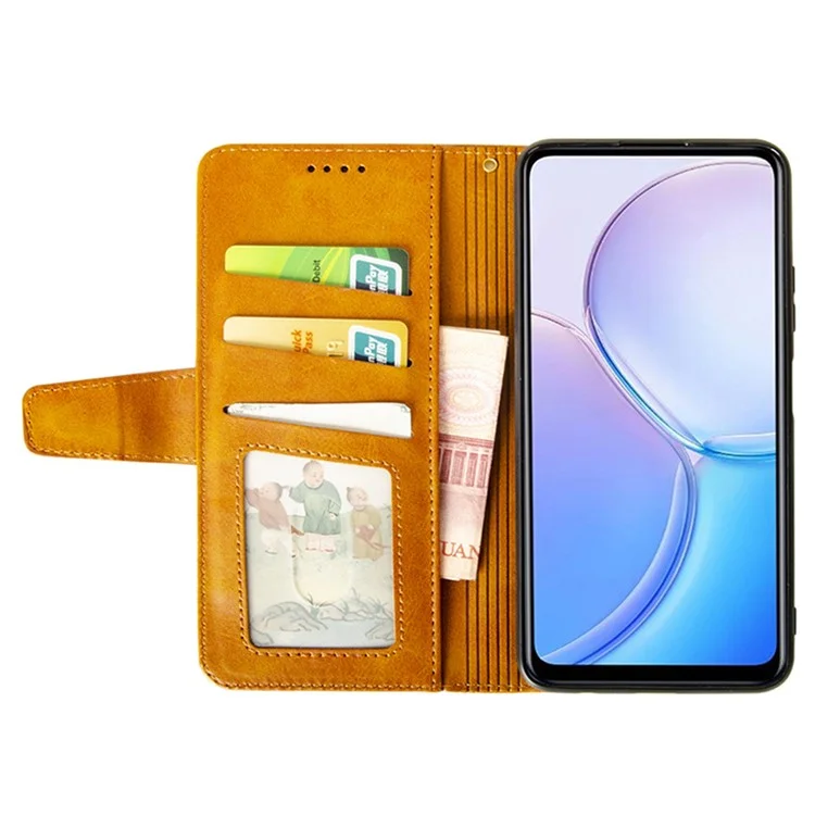 IDEWEI Custodia in pelle per Xiaomi 15, portafoglio, cover con supporto, texture vitello - Marrone