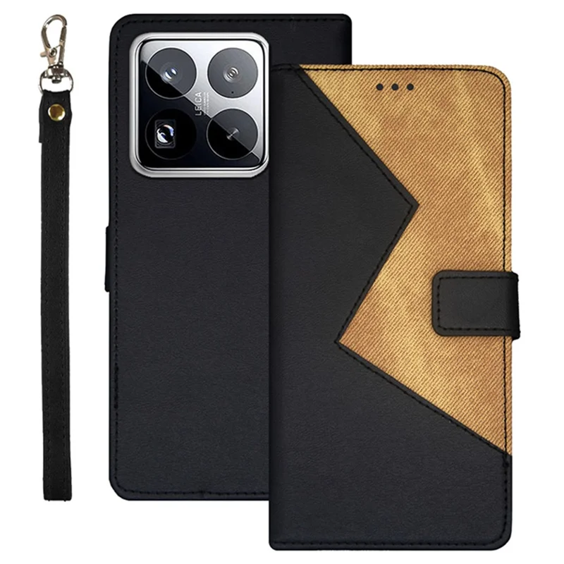 Funda para Xiaomi 15 Pro de IDEWEI con ranuras para tarjetas, color combinado y cubierta de cuero para el teléfono - Negro