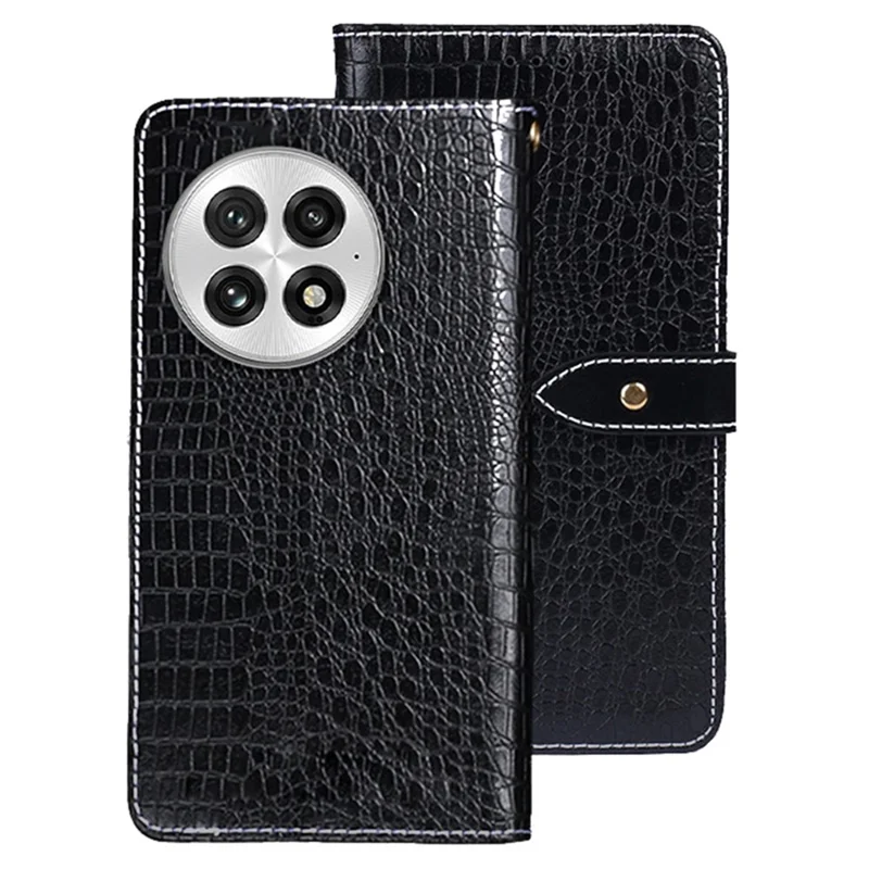 IDEWEI Hülle für OnePlus 13 mit Krokodilleder-Textur, PU-Leder-Flip-Handyhülle - Schwarz