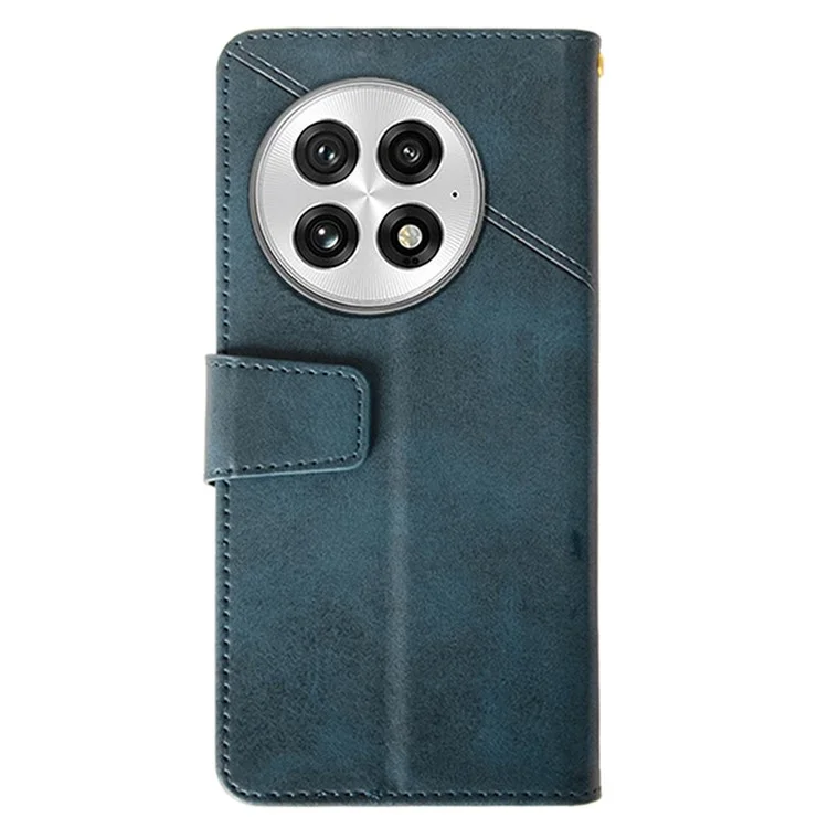 Custodia in pelle per OnePlus 13, cover per telefono con supporto, texture vitello - Blu