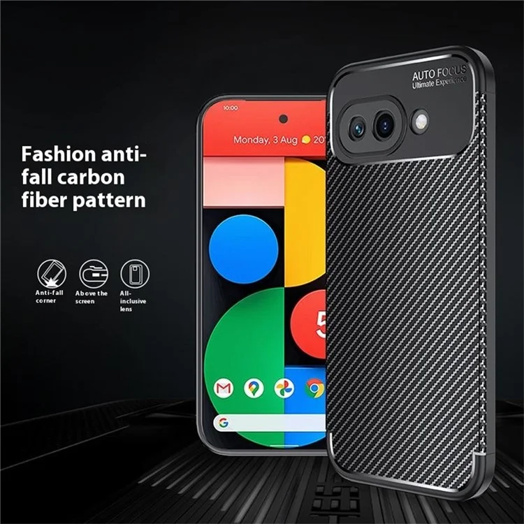 Funda para Google Pixel 9a, textura de fibra de carbono, cubierta de teléfono TPU con disipación de calor