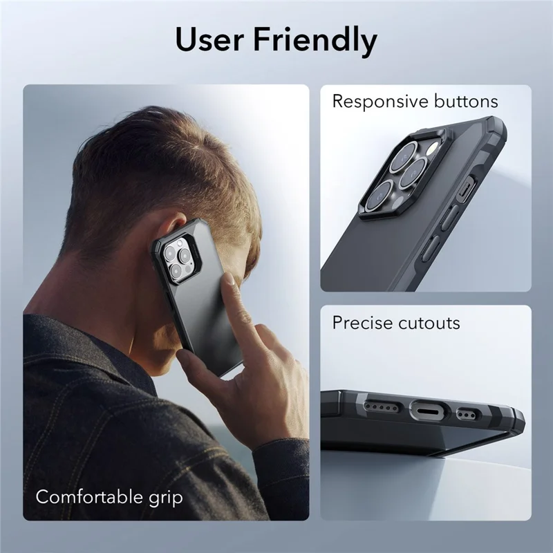 ESR Air Armor Series Phone Case for iPhone 14 Pro Max, Hard PC Soft TPU Drop-proof Phone Cover - Matte Black