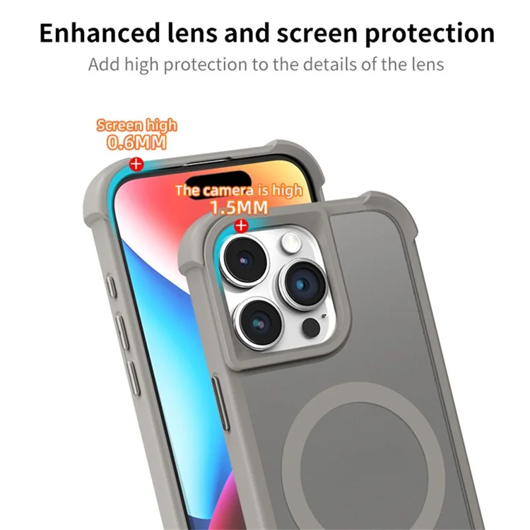 Funda para iPhone 14 Pro compatible con MagSafe, piel y toque TPU+PC - Gris