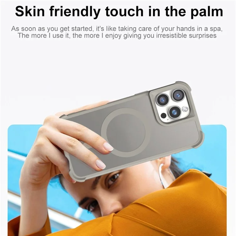 Funda para iPhone 14 Pro compatible con MagSafe, piel y toque TPU+PC - Gris