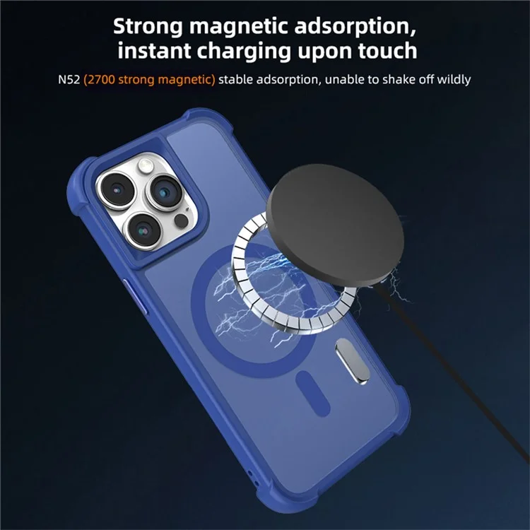 Funda para iPhone 14 Pro compatible con MagSafe, piel y toque TPU+PC - Gris