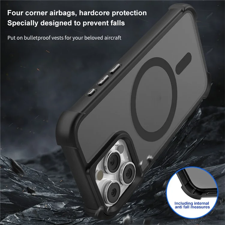Funda para iPhone 14 Pro compatible con MagSafe, piel y toque TPU+PC - Gris