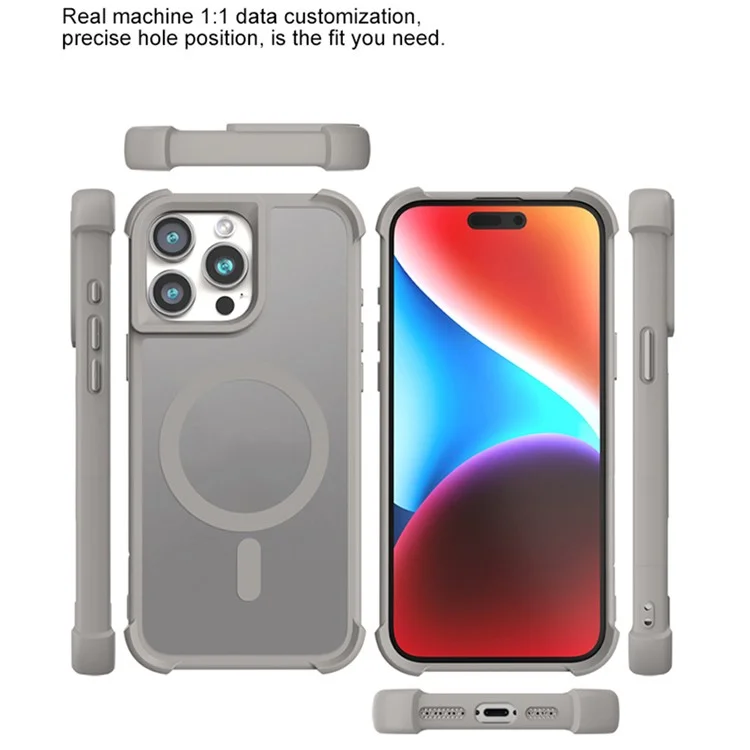 Funda para iPhone 14 Pro compatible con MagSafe, piel y toque TPU+PC - Gris