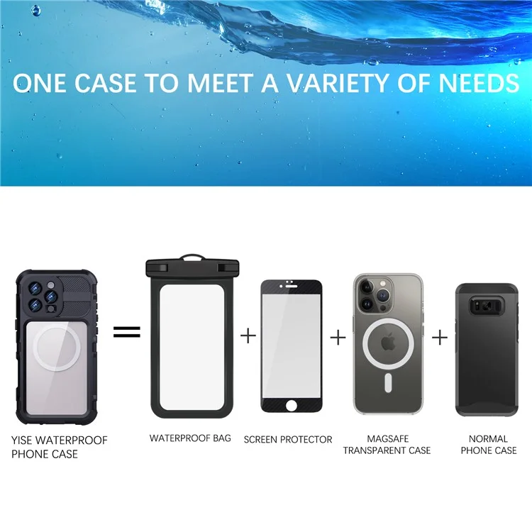 Funda impermeable SHELLBOX M Series para iPhone 16 Pro Max IP68, cubierta de teléfono de buceo de metal compatible con MagSafe - Negro