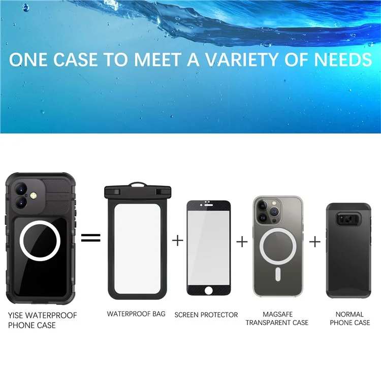 SHELLBOX M Series For iPhone 16 Plus IP68 Waterproof Case Metal Diving Phone Cover Compatible with MagSafe - Black