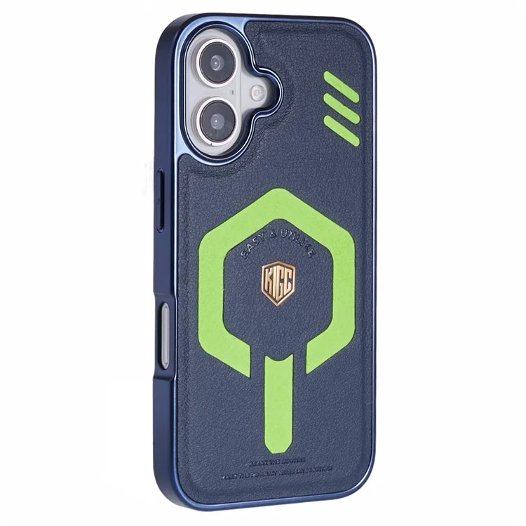 Custodia per iPhone 16 KIGC compatibile con MagSafe in pelle+PC+TPU - Blu