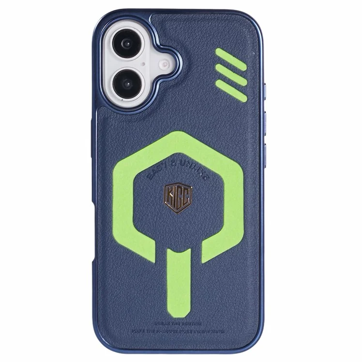 Custodia per iPhone 16 KIGC compatibile con MagSafe in pelle+PC+TPU - Blu