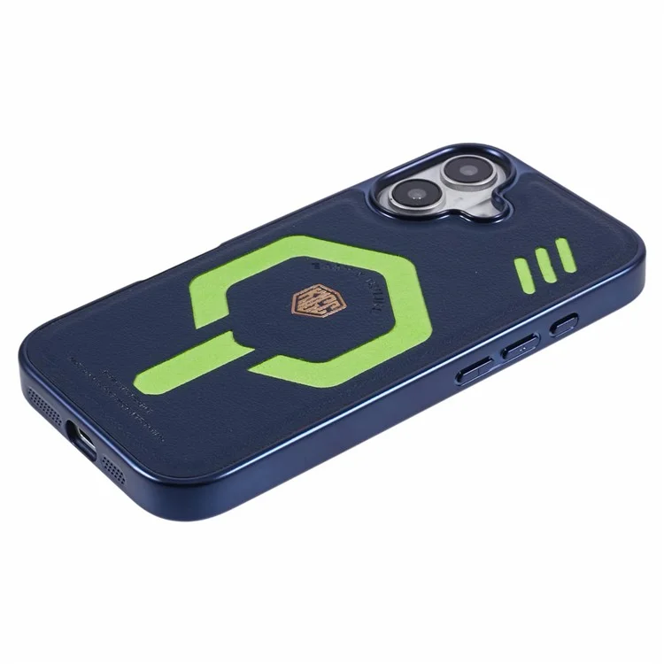 Custodia per iPhone 16 KIGC compatibile con MagSafe in pelle+PC+TPU - Blu