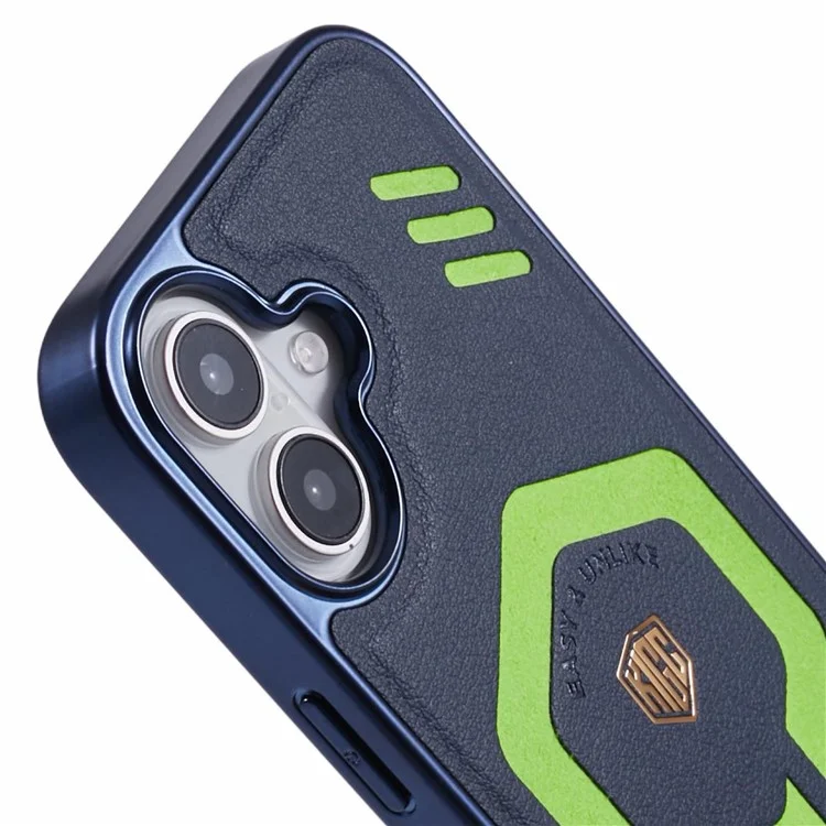 Custodia per iPhone 16 KIGC compatibile con MagSafe in pelle+PC+TPU - Blu
