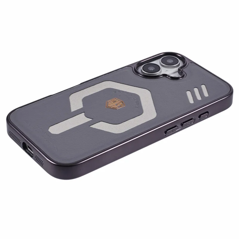 KIGC For iPhone 16 Case Compatible with MagSafe Leather+PC+TPU Phone Cover - Grey