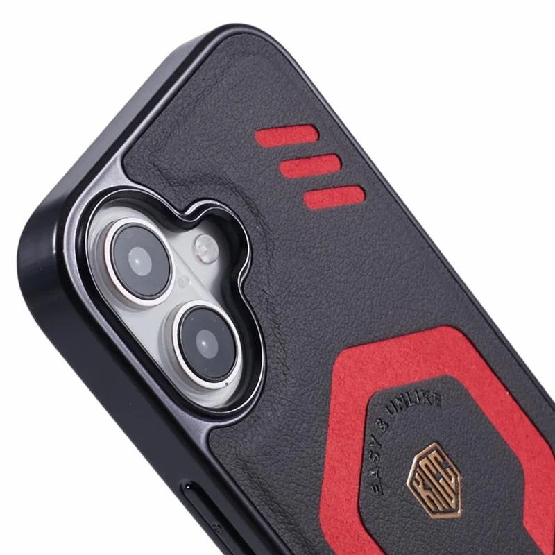 KIGC For iPhone 16 Case Compatible with MagSafe Leather+PC+TPU Phone Cover - Black