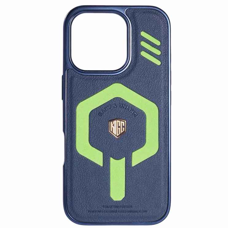 Custodia per iPhone 16 Pro compatibile con MagSafe in pelle, PC e TPU - Blu