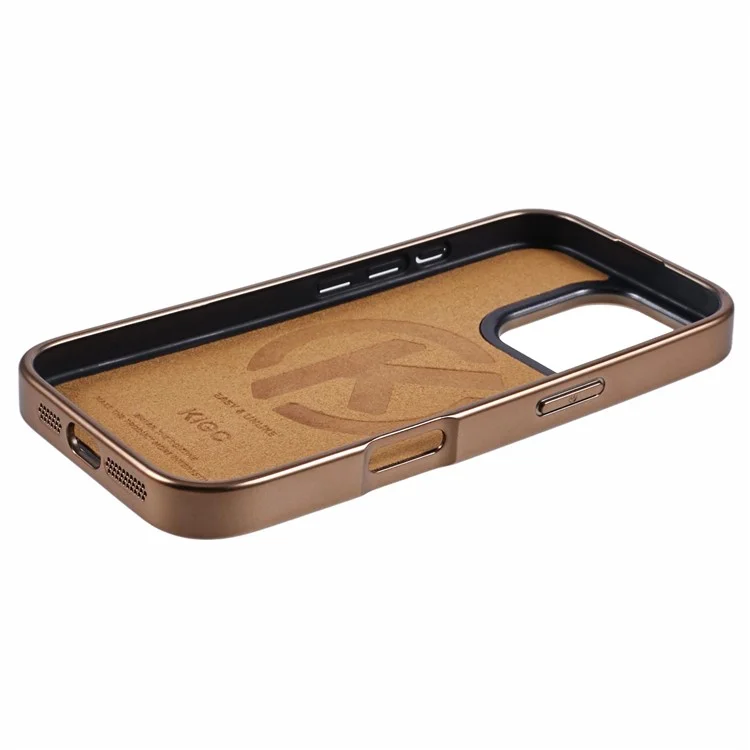 Funda para iPhone 16 Pro compatible con MagSafe de cuero + PC + TPU, color oro titanio