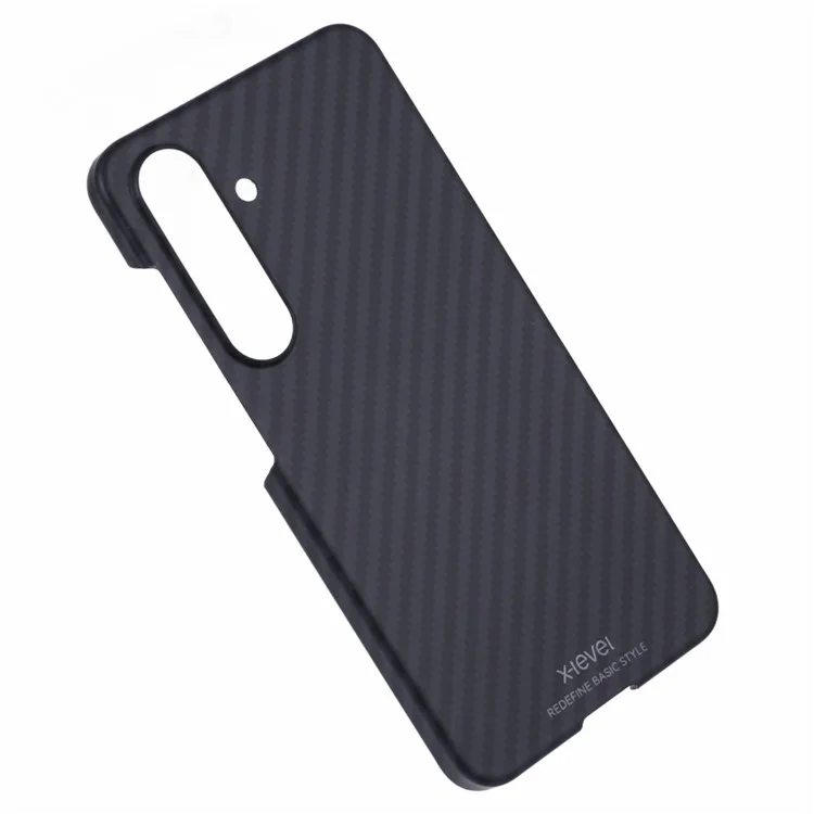 CUSTODIA PER SAMSUNG GALAXY S25 LEVEL CON PROTEZIONE FOTOCAMERA, COVER RIGIDA IN PC CON TEXTURE IN FIBRA DI CARBONIO