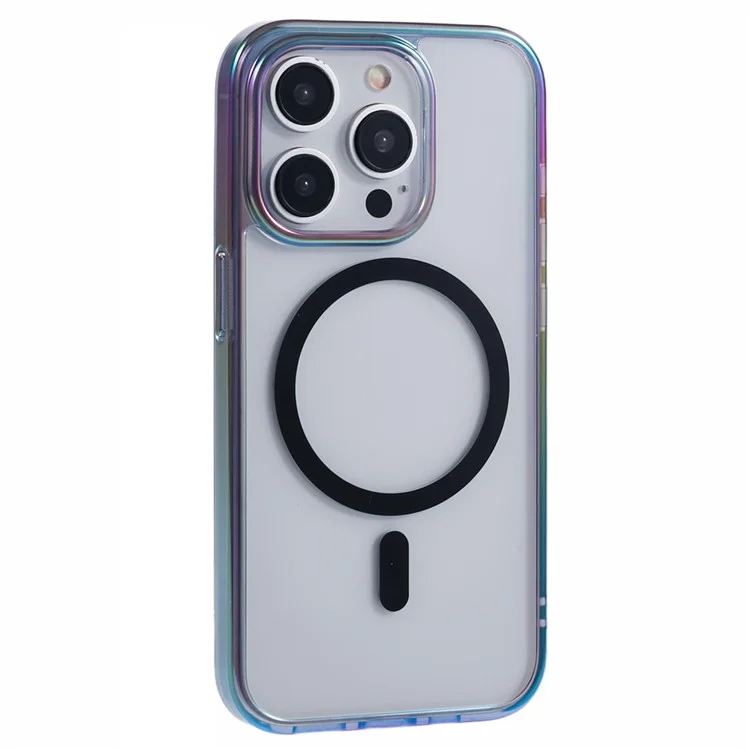 Funda para iPhone 15 Pro compatible con MagSafe KIGC, cubierta trasera de teléfono de TPU+PC de color deslumbrante - Negro
