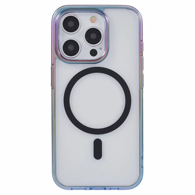 Funda para iPhone 15 Pro compatible con MagSafe KIGC, cubierta trasera de teléfono de TPU+PC de color deslumbrante - Negro