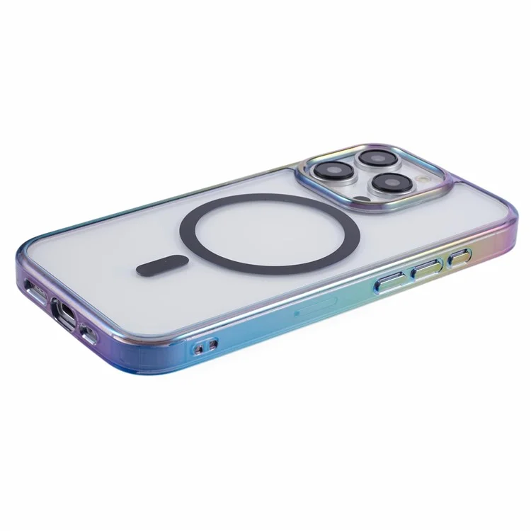Funda para iPhone 15 Pro compatible con MagSafe KIGC, cubierta trasera de teléfono de TPU+PC de color deslumbrante - Negro