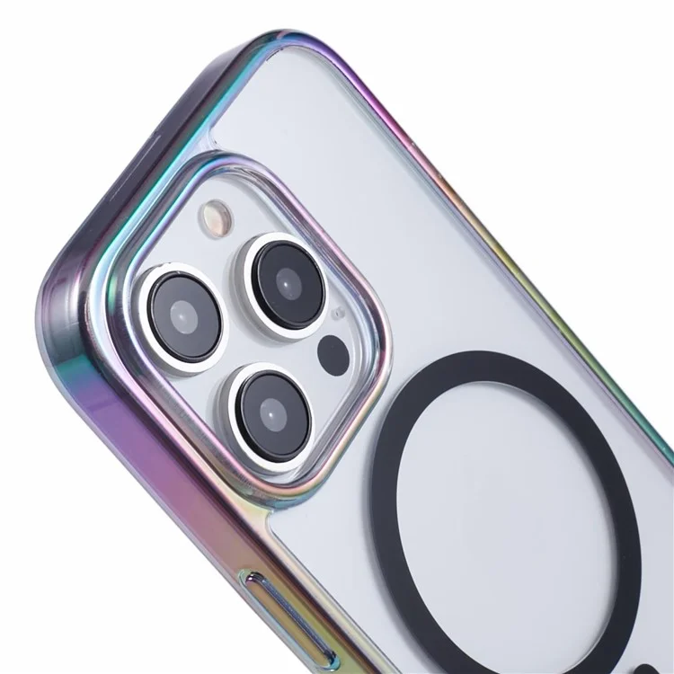 Funda para iPhone 15 Pro compatible con MagSafe KIGC, cubierta trasera de teléfono de TPU+PC de color deslumbrante - Negro