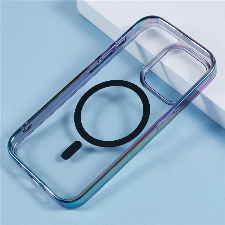 Funda para iPhone 15 Pro compatible con MagSafe KIGC, cubierta trasera de teléfono de TPU+PC de color deslumbrante - Negro