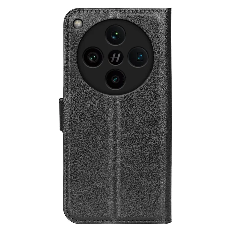 Coque pour Oppo Find X8 Pro 5G, texture de litchi, étui portefeuille antichoc en cuir - Noir