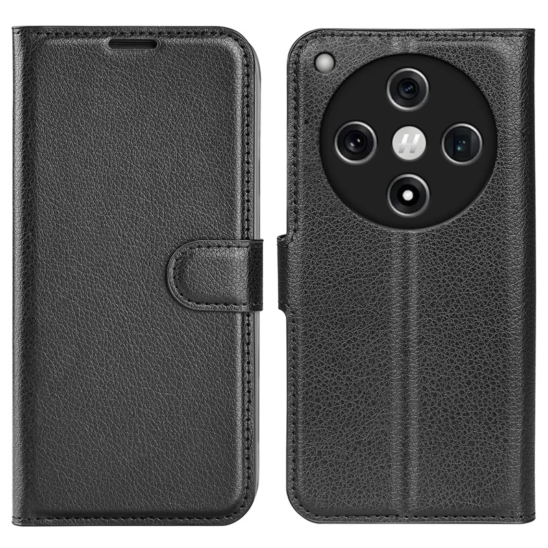 Für Oppo Find X8 5G Hülle Litchi-Textur stoßfeste Leder-Geldbörsen-Handyhülle - Schwarz