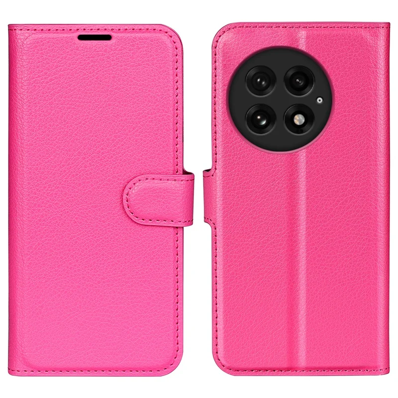 For OnePlus 13 Case Litchi Texture Shockproof Leather Wallet Phone Cover - Rose