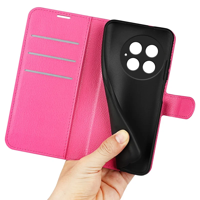 For OnePlus 13 Case Litchi Texture Shockproof Leather Wallet Phone Cover - Rose