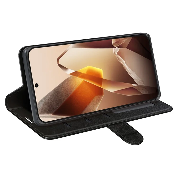 Für OnePlus 13 Wallet Case Crazy Horse Textur Ständer Leder Handyhülle - Schwarz